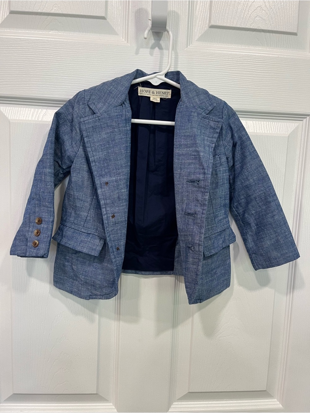 Hope & Henry Boys' Chambray Blue Blazer